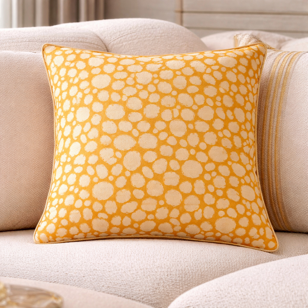 Malini Pebbles Mustard Cushion