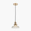 Bowery Ribbed Glass with Antique Brass Fitting Elec Pendant
