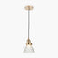 Lenox Conical Ribbed Glass with Antique Brass Fitting Elec Pendant