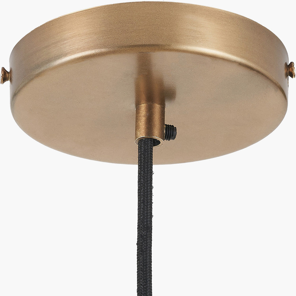 Lenox Conical Ribbed Glass with Antique Brass Fitting Elec Pendant