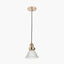 Lenox Conical Ribbed Glass with Antique Brass Fitting Elec Pendant