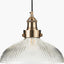 Bowery Large Ribbed Glass with Antique Brass Fitting Elec Pendant