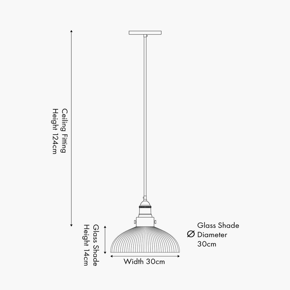 Bowery Large Ribbed Glass with Antique Bronze Fitting Elec Pendant