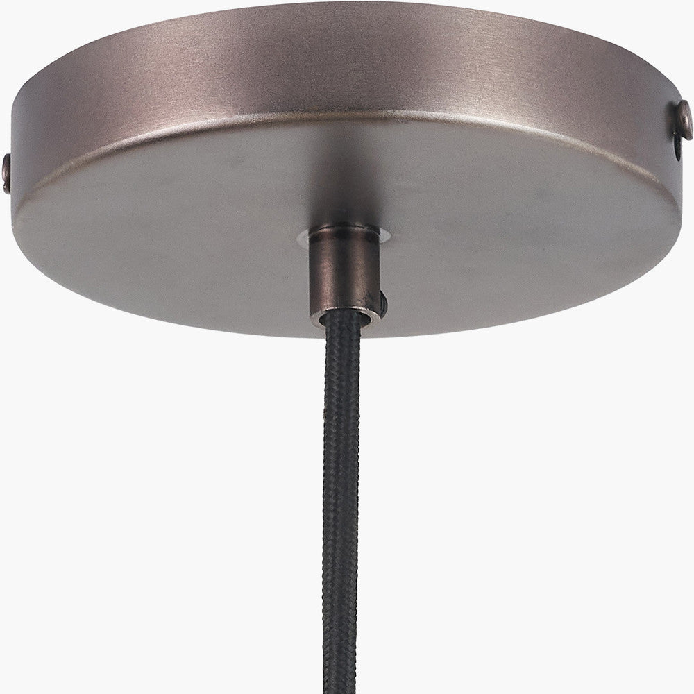 Bowery Large Ribbed Glass with Antique Bronze Fitting Elec Pendant