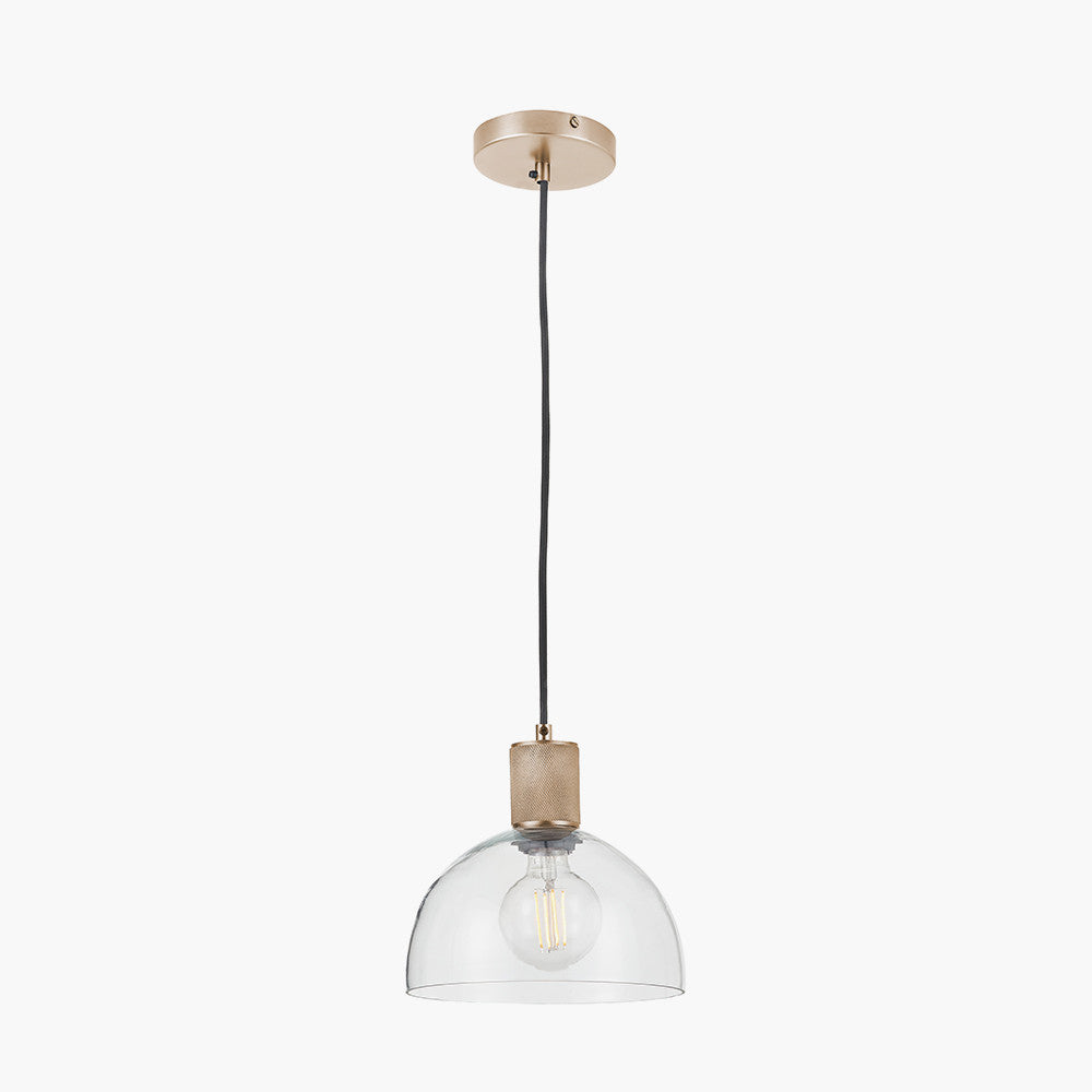 Kingston Clear Glass with Antique Brass Fitting Elec Pendant