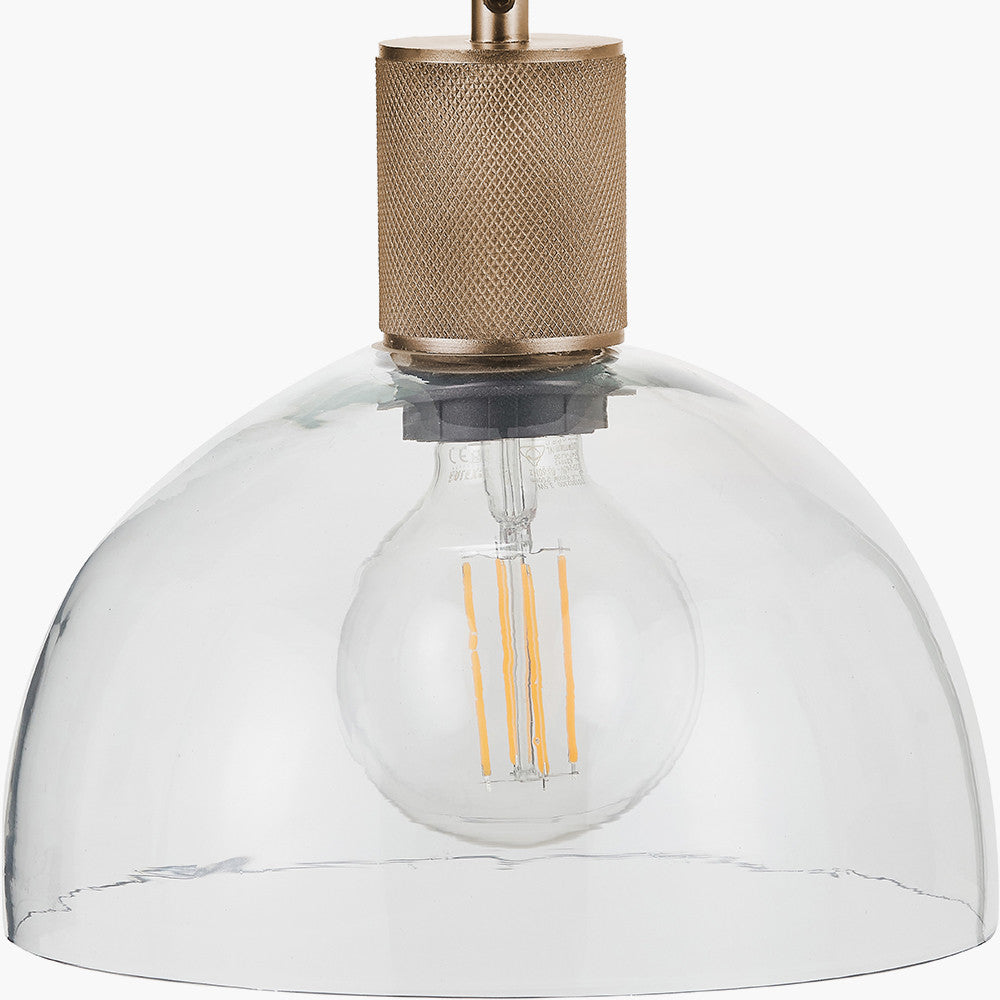 Kingston Clear Glass with Antique Brass Fitting Elec Pendant