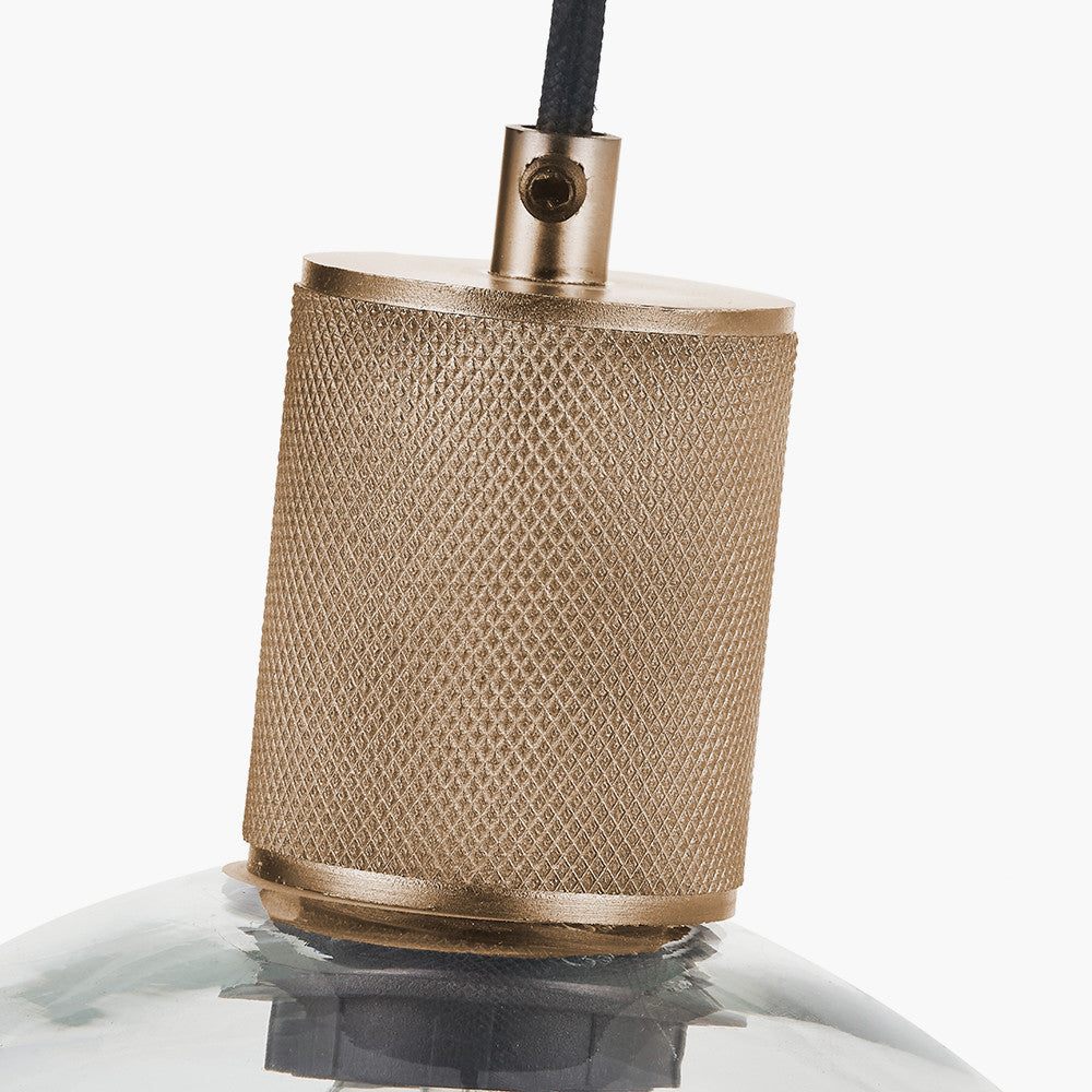 Kingston Clear Glass with Antique Brass Fitting Elec Pendant