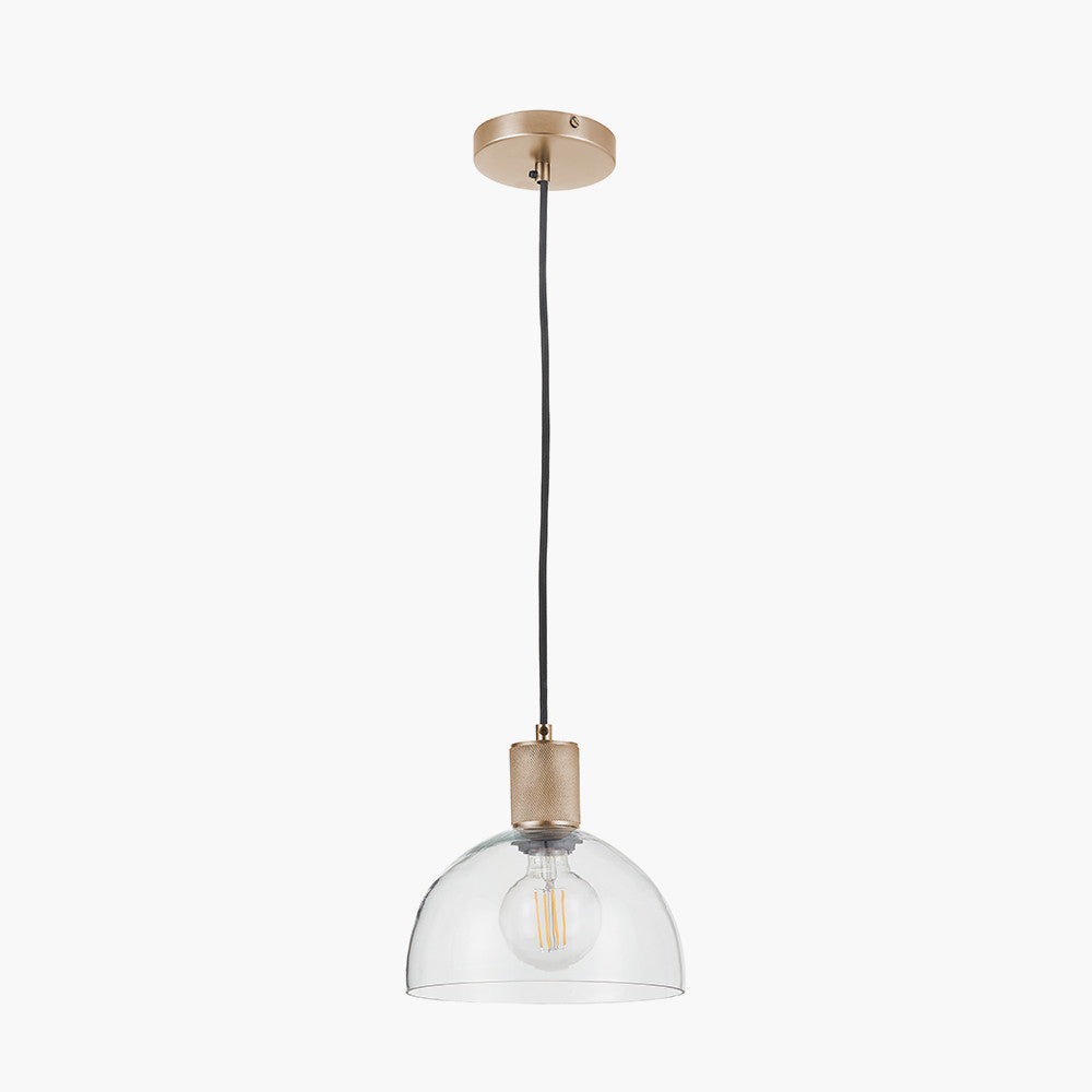 Kingston Clear Glass with Antique Brass Fitting Elec Pendant