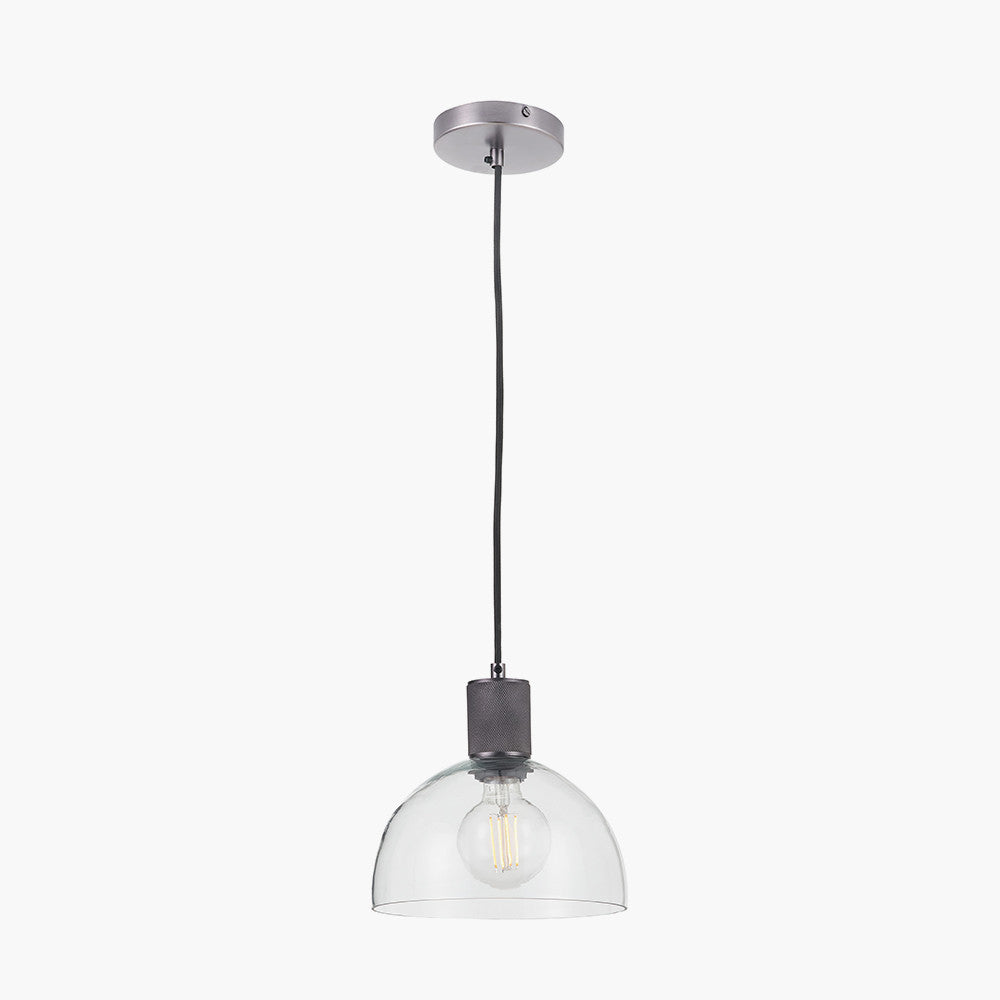 Kingston Clear Glass with Antique Bronze Fitting Elec Pendant