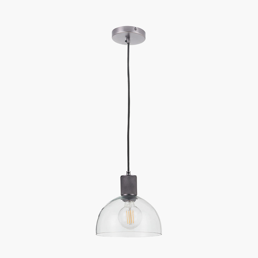 Kingston Clear Glass with Antique Bronze Fitting Elec Pendant