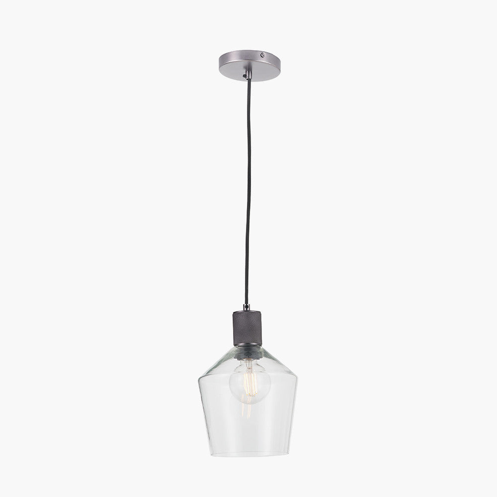 Bexley Clear Glass with Antique Bronze Fitting Elec Pendant