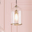 Cloche Clear Glass and Antique Brass Rimmed Pendant