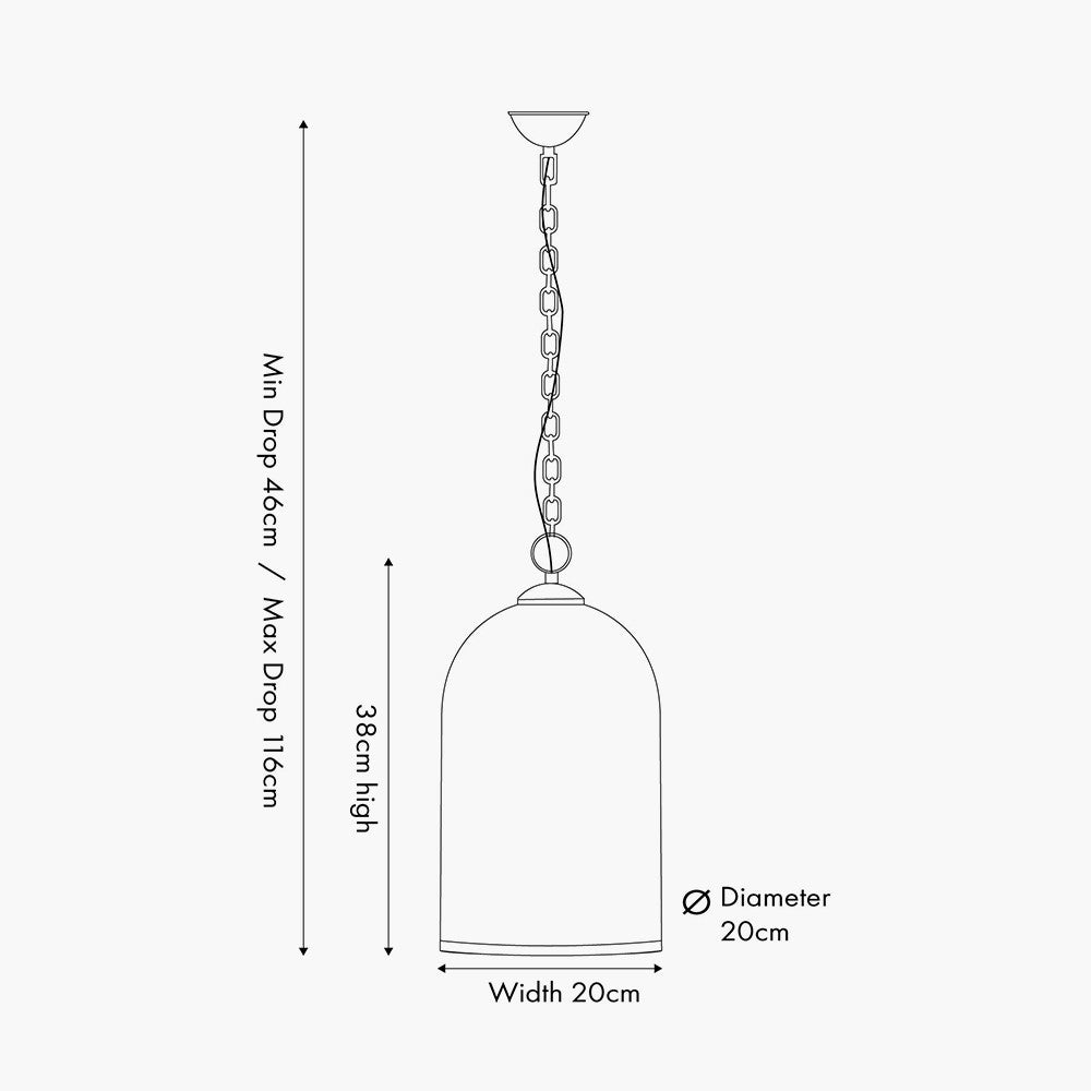 Cloche Clear Glass and Antique Brass Rimmed Pendant