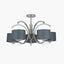 Arcadia Silver Metal Five Curved Arm Semi Flush Pendant