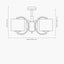 Arcadia Silver Metal Curved 3 Arm Semi Flush Pendant