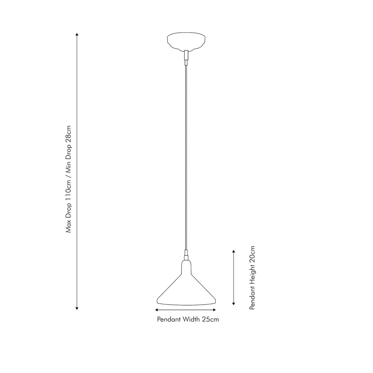 Canton Matt Black and Clear Glass Cone Pendant