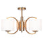 Arcadia Satin Brass Metal Curved 3 Arm Semi Flush Pendant