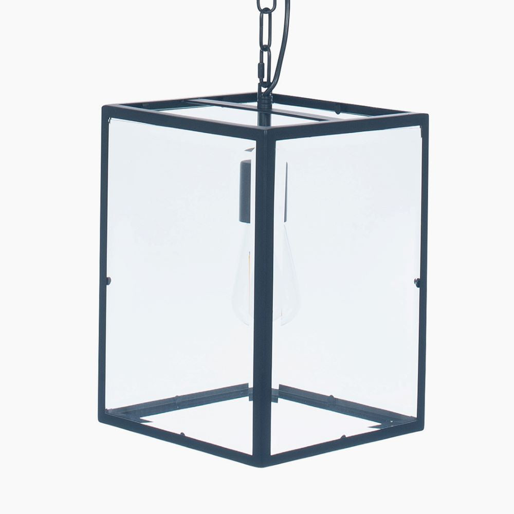 Llewellyn Matt Black Metal & Glass Pendant