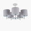 Plaza Silver Metal and Grey Linen 5 Arm Pendant