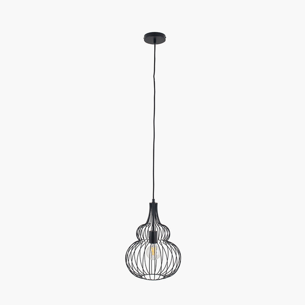 Asilah Matt Black Metal Shaped Wire Pendant
