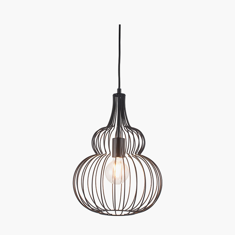 Asilah Matt Black Metal Shaped Wire Pendant