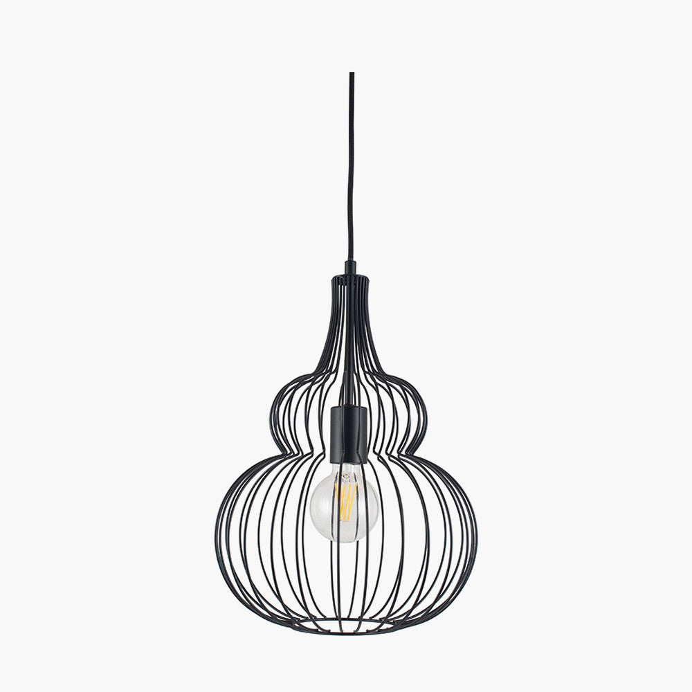 Asilah Matt Black Metal Shaped Wire Pendant