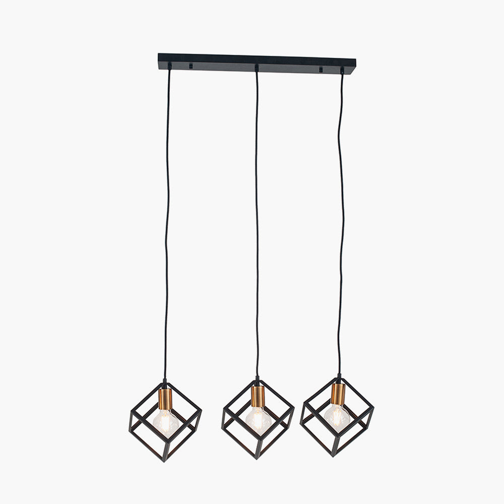 Alessio Matt Black Metal Three Cube Pendant