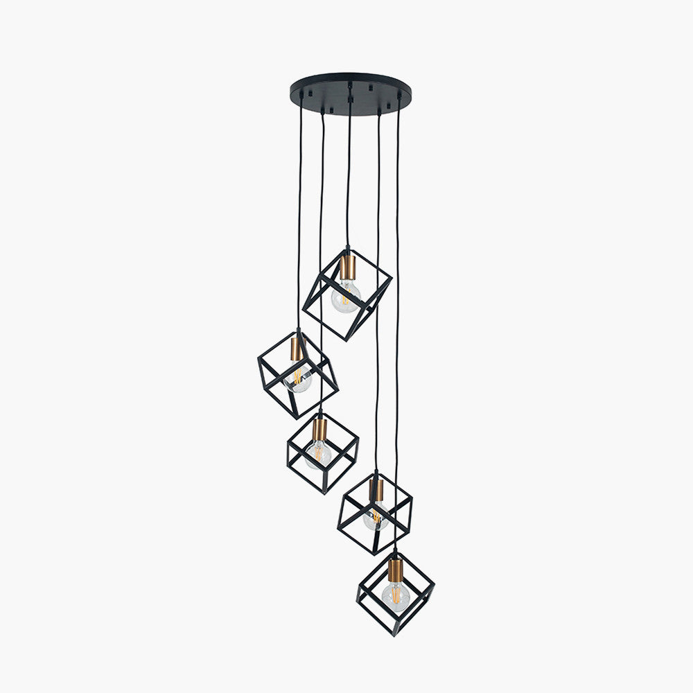 Alessio Matt Black Metal Five Cube Pendant