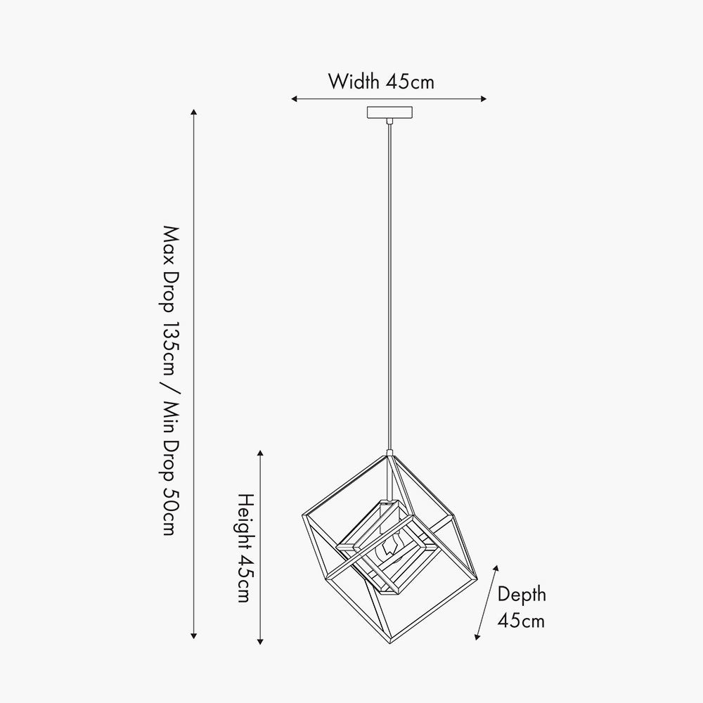 Alessio Matt Black Metal Cube Pendant