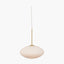 Emilia White Glass and Gold Metal Ribbed Oval Pendant