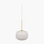 Bella White Glass and Gold Metal Ribbed Squoval Pendant