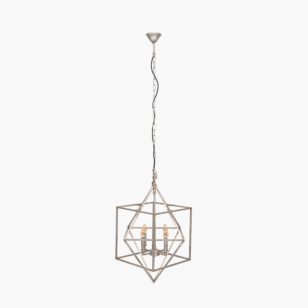 Sirius Antique Silver Metal Multi Arm Cube Pendant