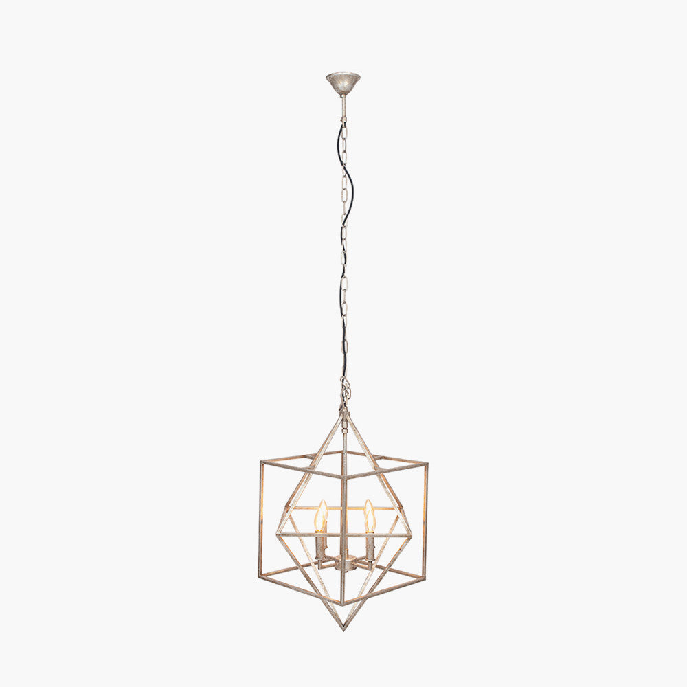 Sirius Antique Silver Metal Multi Arm Cube Pendant