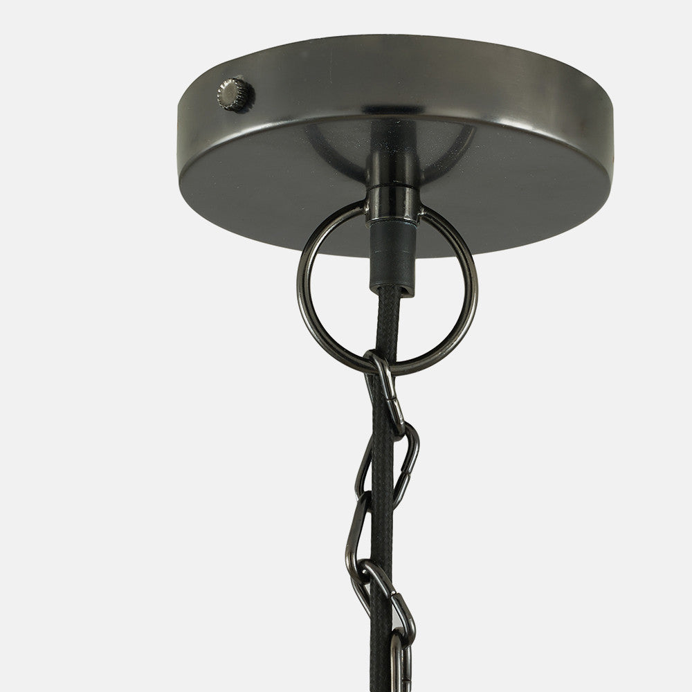 Fia Clear Glass & Black Nickel Metal Chain Drop Pendant