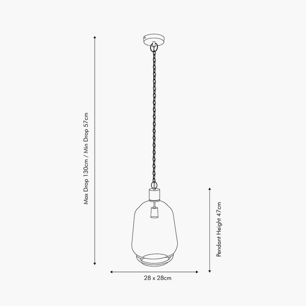 Fia Clear Glass & Black Nickel Metal Chain Drop Pendant