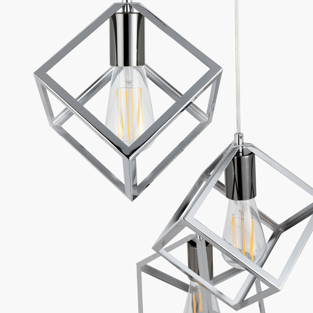 Alessio Shiny Nickel Metal Five Cube Pendant