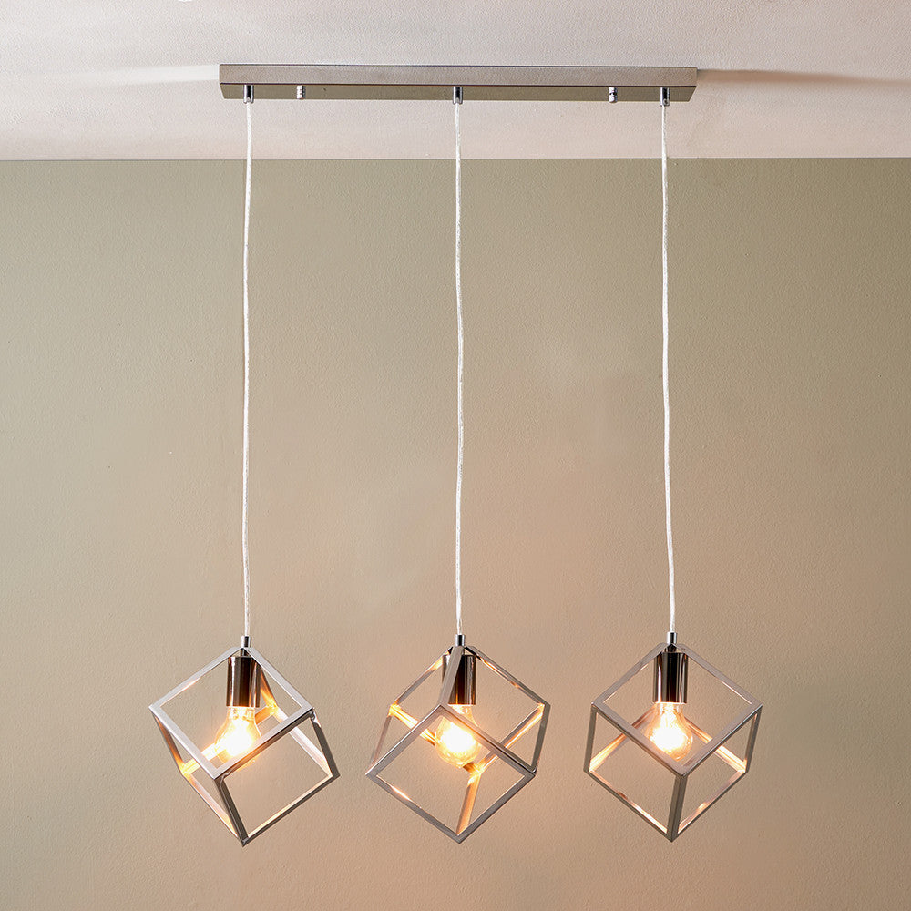 Alessio Shiny Nickel Metal Three Cube Pendant