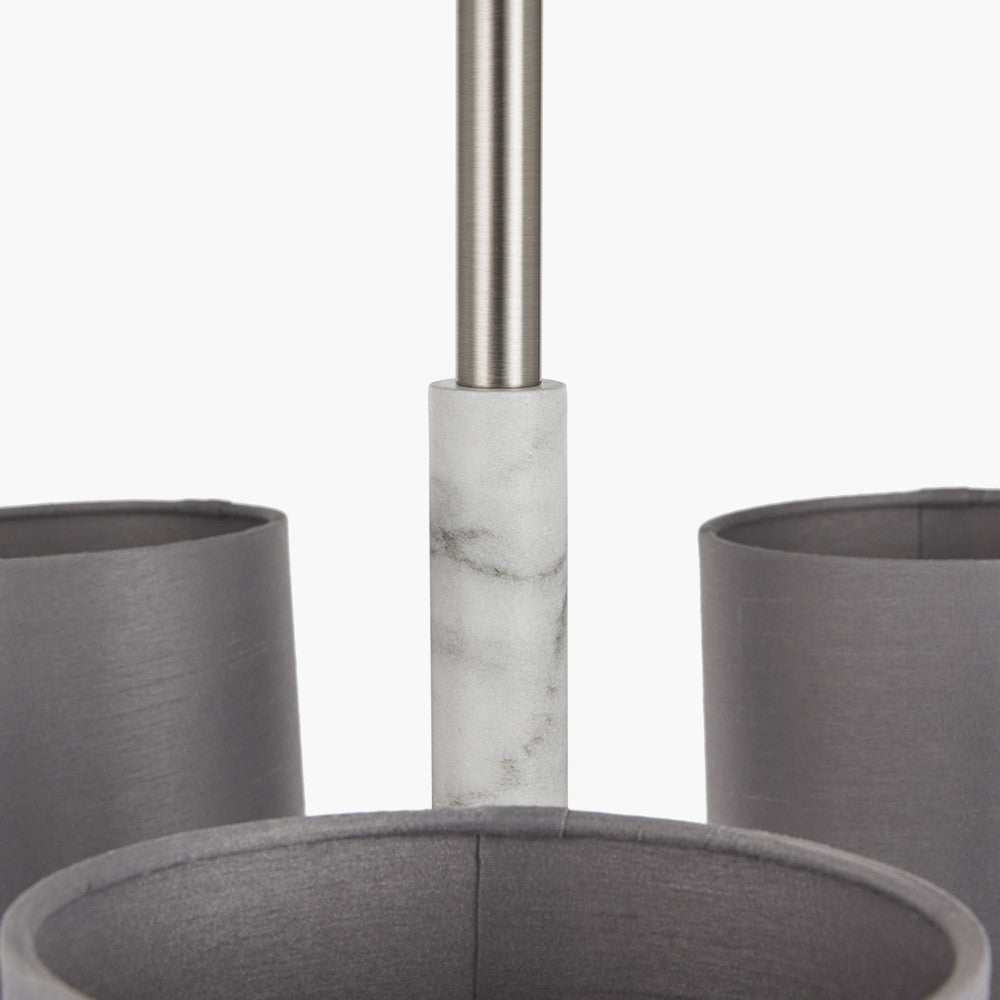 Midland Brushed Nickel and Grey Marble Effect 3 Arm Pendant