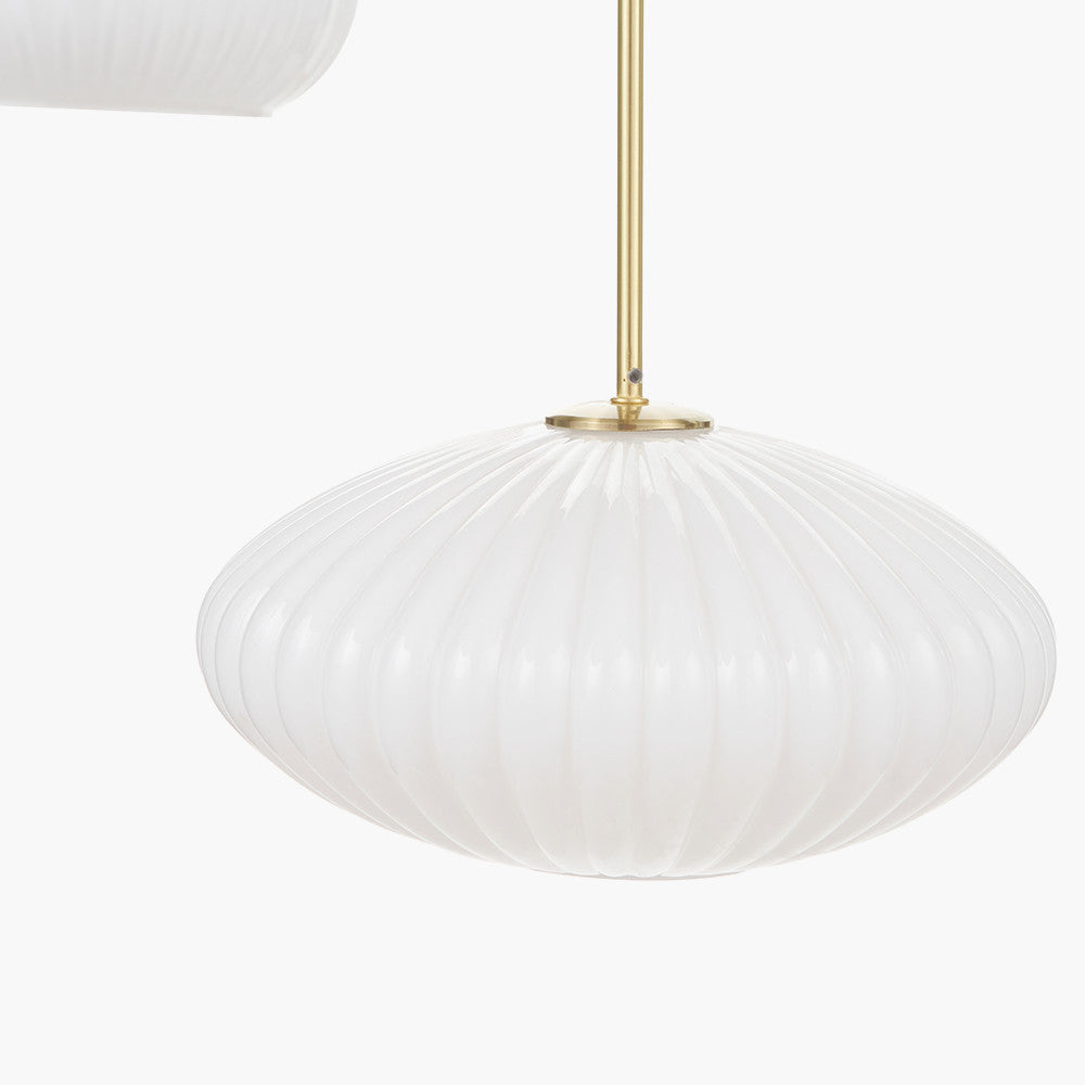 Alexa White Ribbed Glass & Gold Metal Multi Drop Pendant