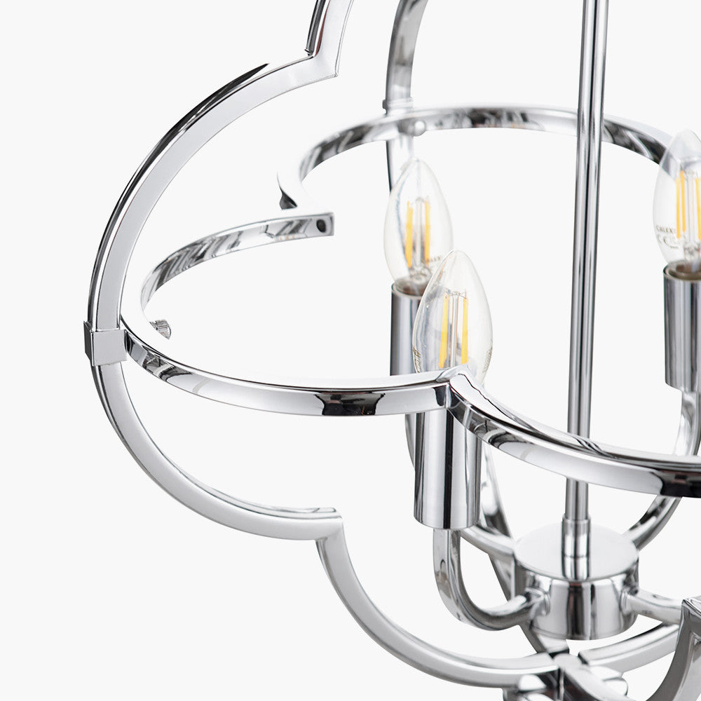 Amine Nickel Metal 4 Light Fleur De Lys Pendant