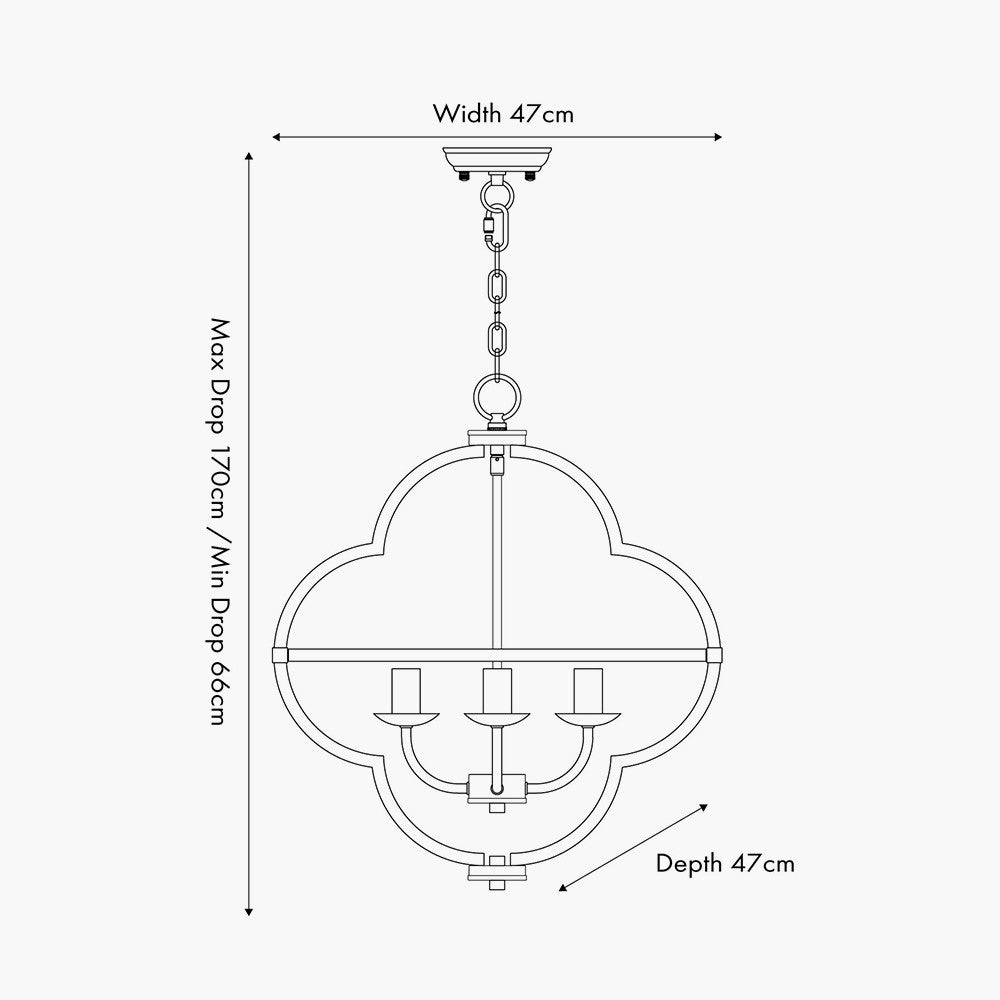 Amine Nickel Metal 4 Light Fleur De Lys Pendant