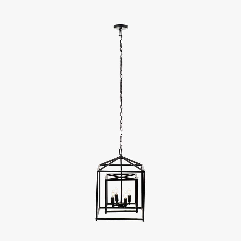 Anis Black Metal 4 Light Cube Pendant