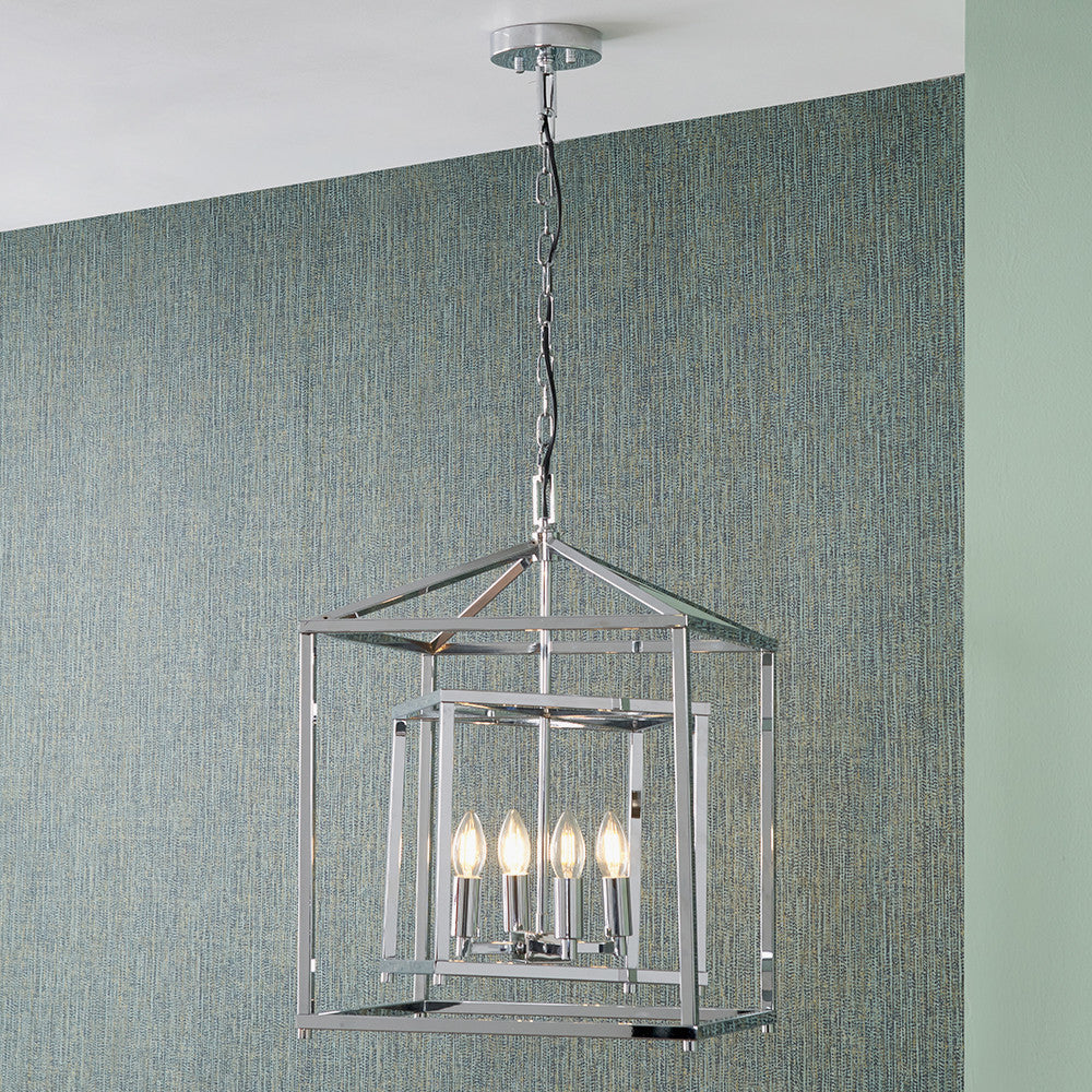 Anis Nickel Metal 4 Light Cube Pendant