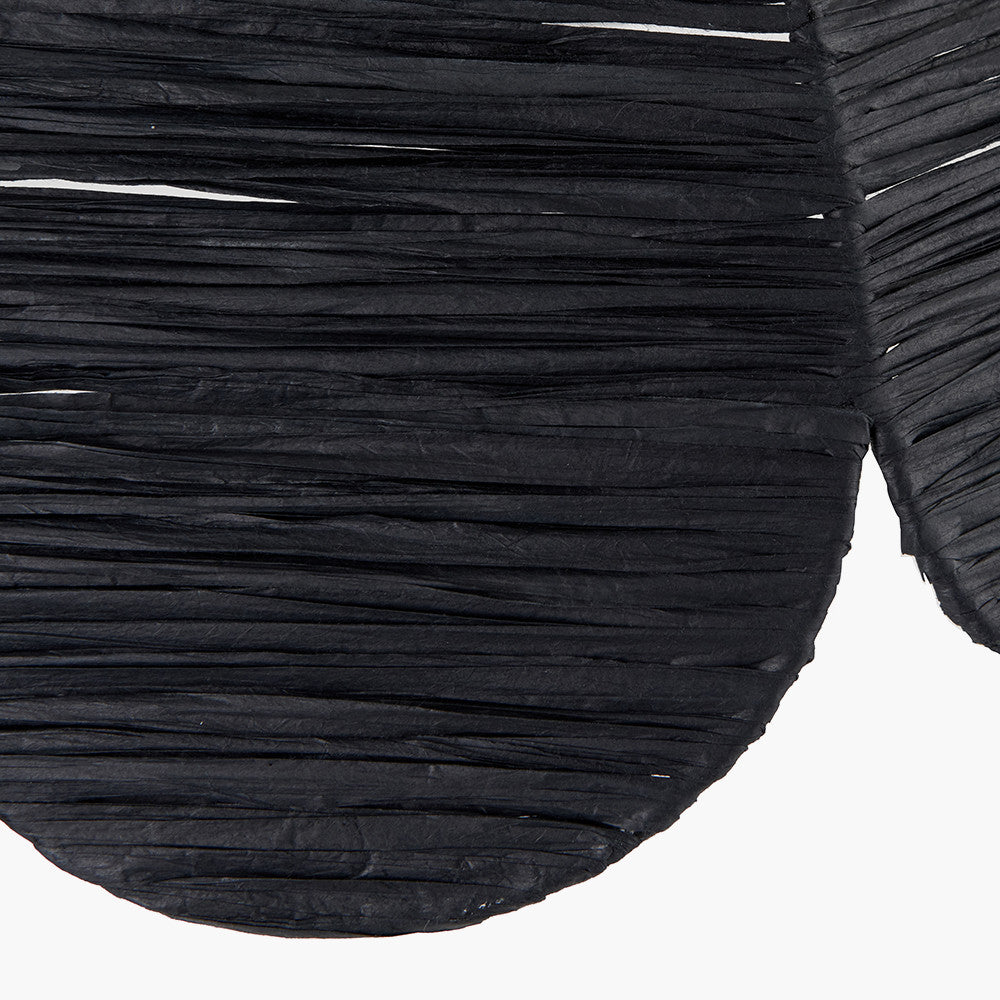 Petal Scalloped Black Raffia Pendant