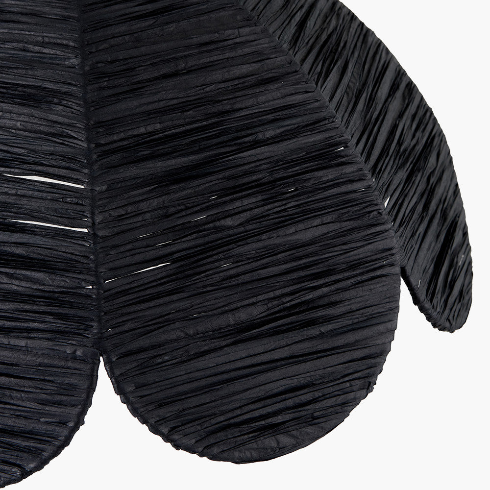 Petal Scalloped Black Raffia Pendant