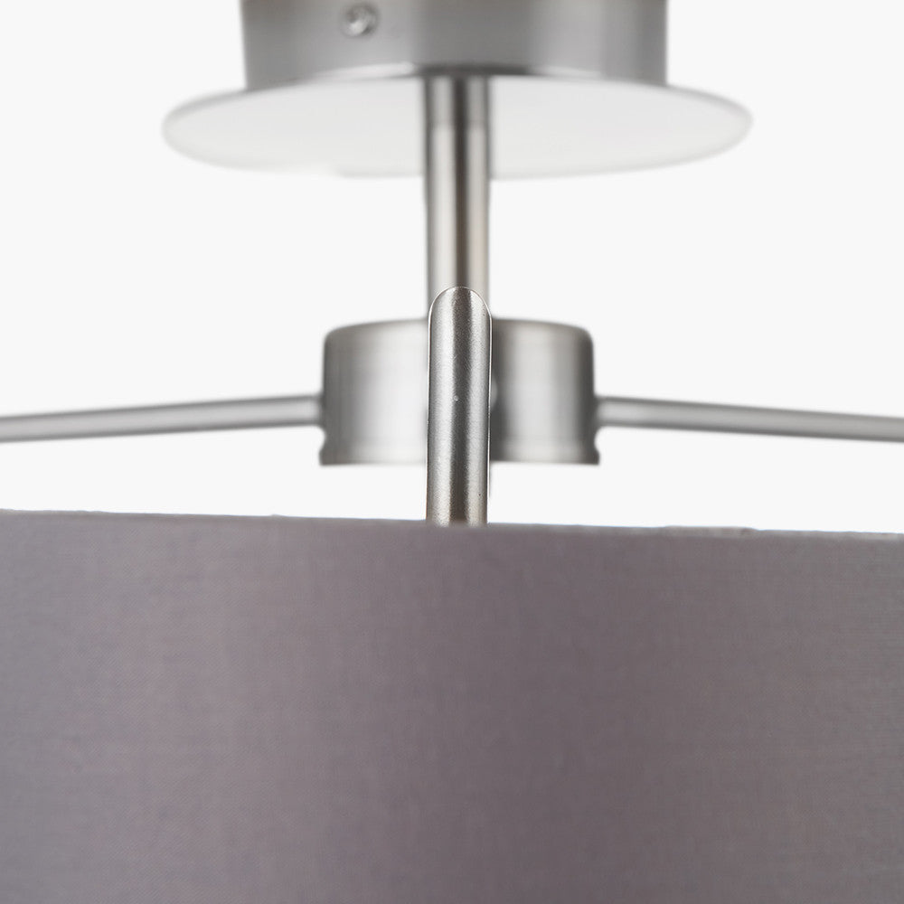 Elin Brushed Silver & Steel Grey 3 Light Pendant