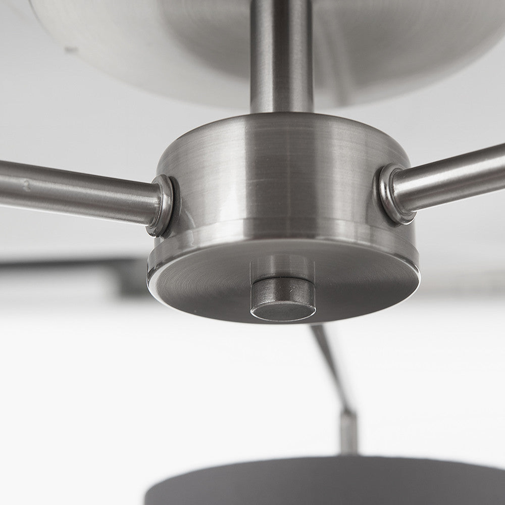 Elin Brushed Silver & Steel Grey 3 Light Pendant