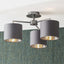 Elin Brushed Silver & Steel Grey 3 Light Pendant