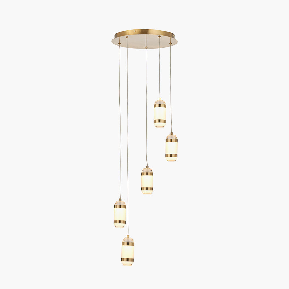 Alondra Gold Metal and White Glass LED Multi Drop Pendant