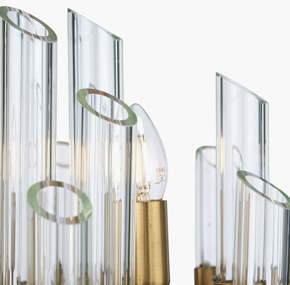 Brielle Clear Glass and Antique Brass 12 Light Pendant